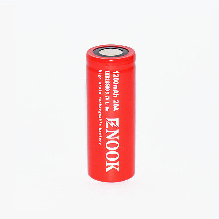 Enook 1200mAh 20A باتری لیتیوم یون سلول 3.7V 18500 باتری لیتیوم یون قابل شارژ