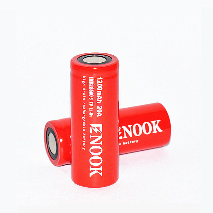 Enook 1200mAh 20A باتری لیتیوم یون سلول 3.7V 18500 باتری لیتیوم یون قابل شارژ