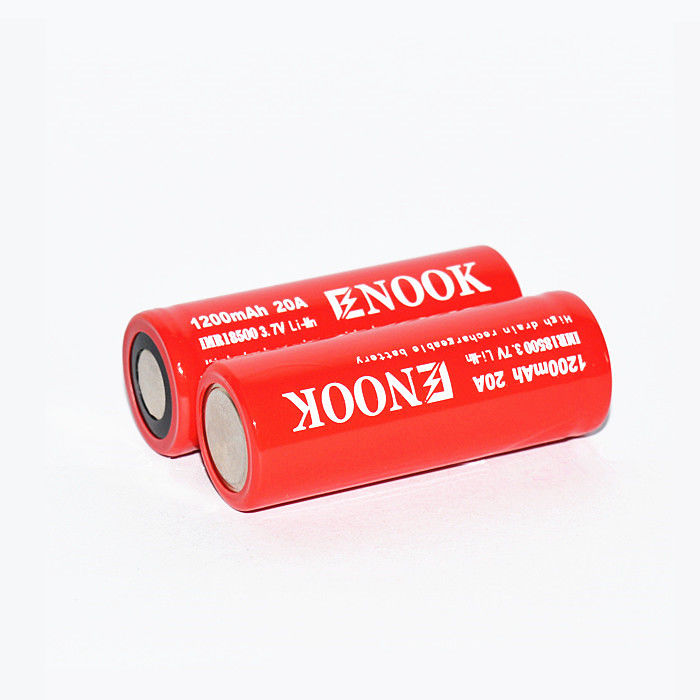 Enook 1200mAh 20A باتری لیتیوم یون سلول 3.7V 18500 باتری لیتیوم یون قابل شارژ