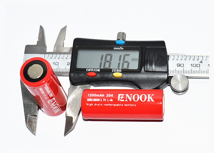 Enook 1200mAh 20A باتری لیتیوم یون سلول 3.7V 18500 باتری لیتیوم یون قابل شارژ