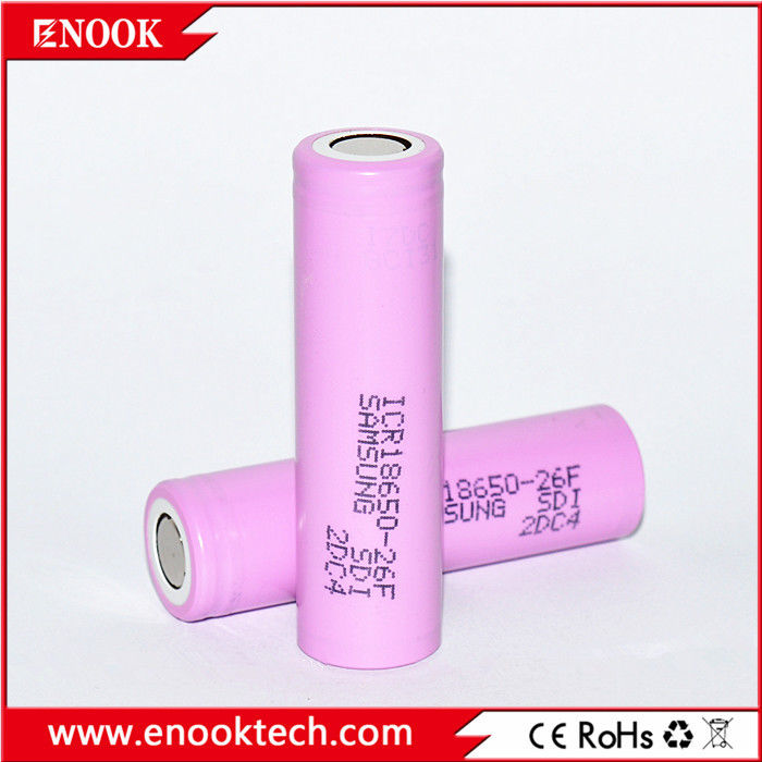 ICR18650 2200 mAh samsung-26F 3.7V باتری لیتیوم یون شارژ پذیر با نرخ تخلیه بالا