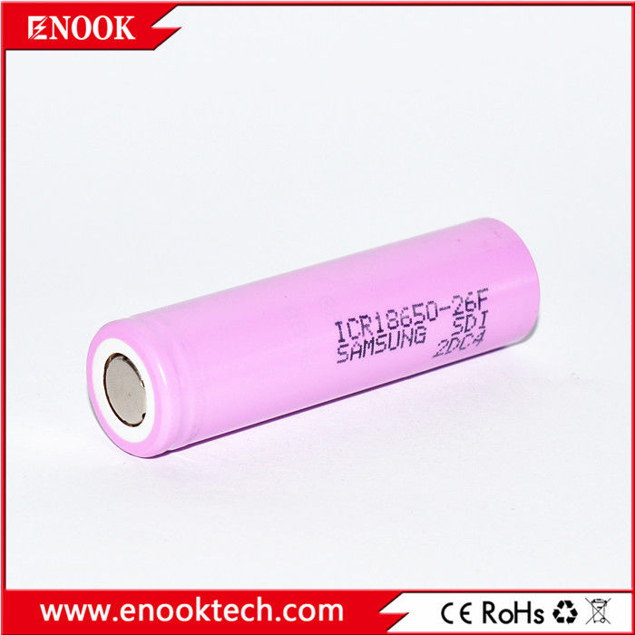 ICR18650 2200 mAh samsung-26F 3.7V باتری لیتیوم یون شارژ پذیر با نرخ تخلیه بالا