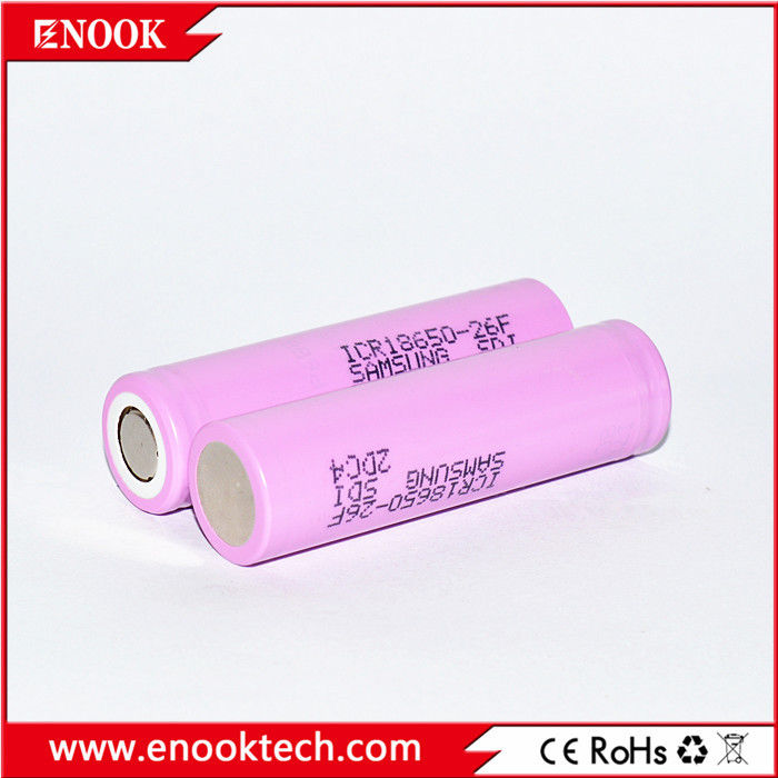 ICR18650 2200 mAh samsung-26F 3.7V باتری لیتیوم یون شارژ پذیر با نرخ تخلیه بالا
