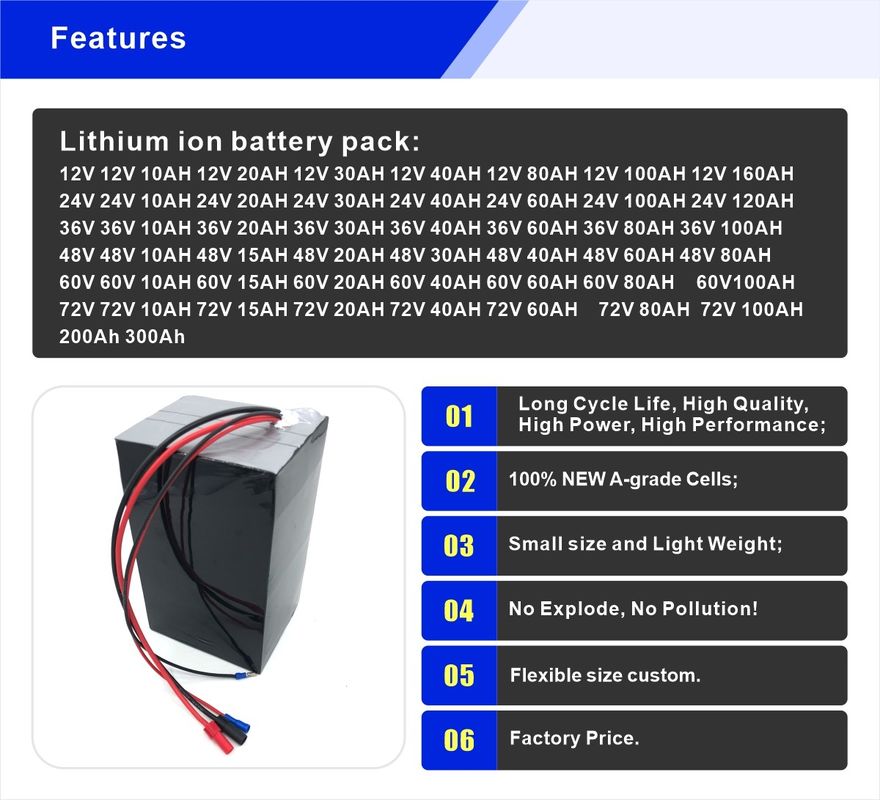 اسکوتر E 72v 40ah 45Ah 3000W موتور باتری لیتیوم بسته برای باتری حرکت الکتریکی