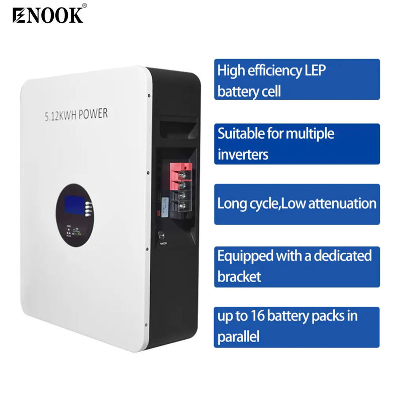 LFP خانه باتری ذخیره انرژی 6000x چرخه عمر 5.12kwh PowerWall 51.2V 100Ah برق اضطراری