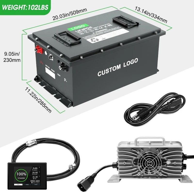 105ah 150ah 24v 36 ولت 72V باتری لیتیوم آهن فسفات باتری گلف کارت باتری طولانی مدت